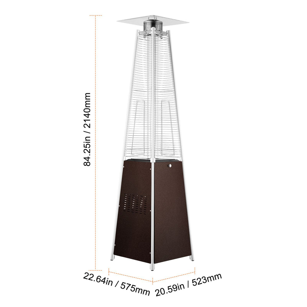 Patio Heater for Outdoor Use, 48000BTU Pyramid Propane Heater w/Wheels, Quartz Glass Tube Outdoor Patio Flame Heater for Patio, Party, Backyard, Garden, Decoration, Hammered Bronze