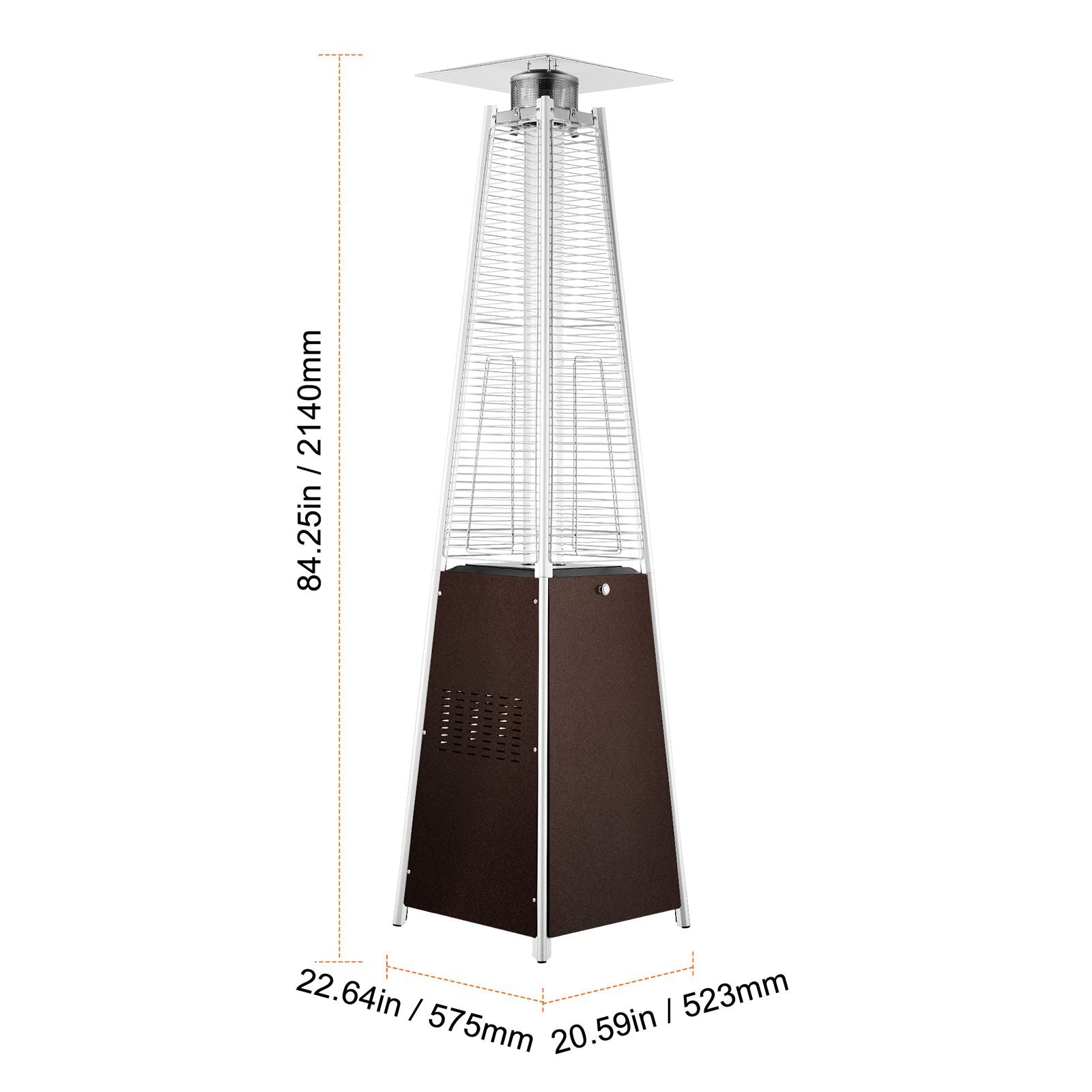 Patio Heater for Outdoor Use, 48000BTU Pyramid Propane Heater w/Wheels, Quartz Glass Tube Outdoor Patio Flame Heater for Patio, Party, Backyard, Garden, Decoration, Hammered Bronze