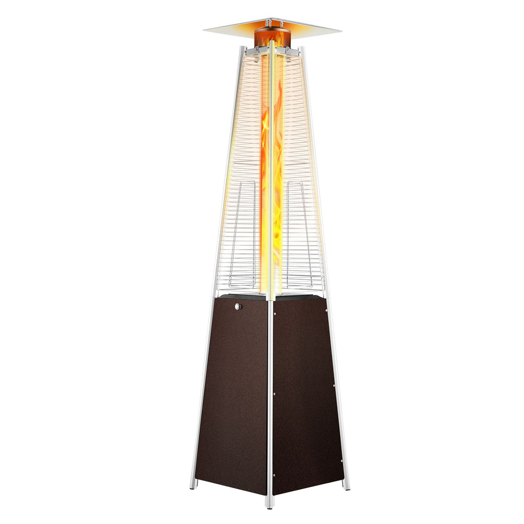 Patio Heater for Outdoor Use, 48000BTU Pyramid Propane Heater w/Wheels, Quartz Glass Tube Outdoor Patio Flame Heater for Patio, Party, Backyard, Garden, Decoration, Hammered Bronze
