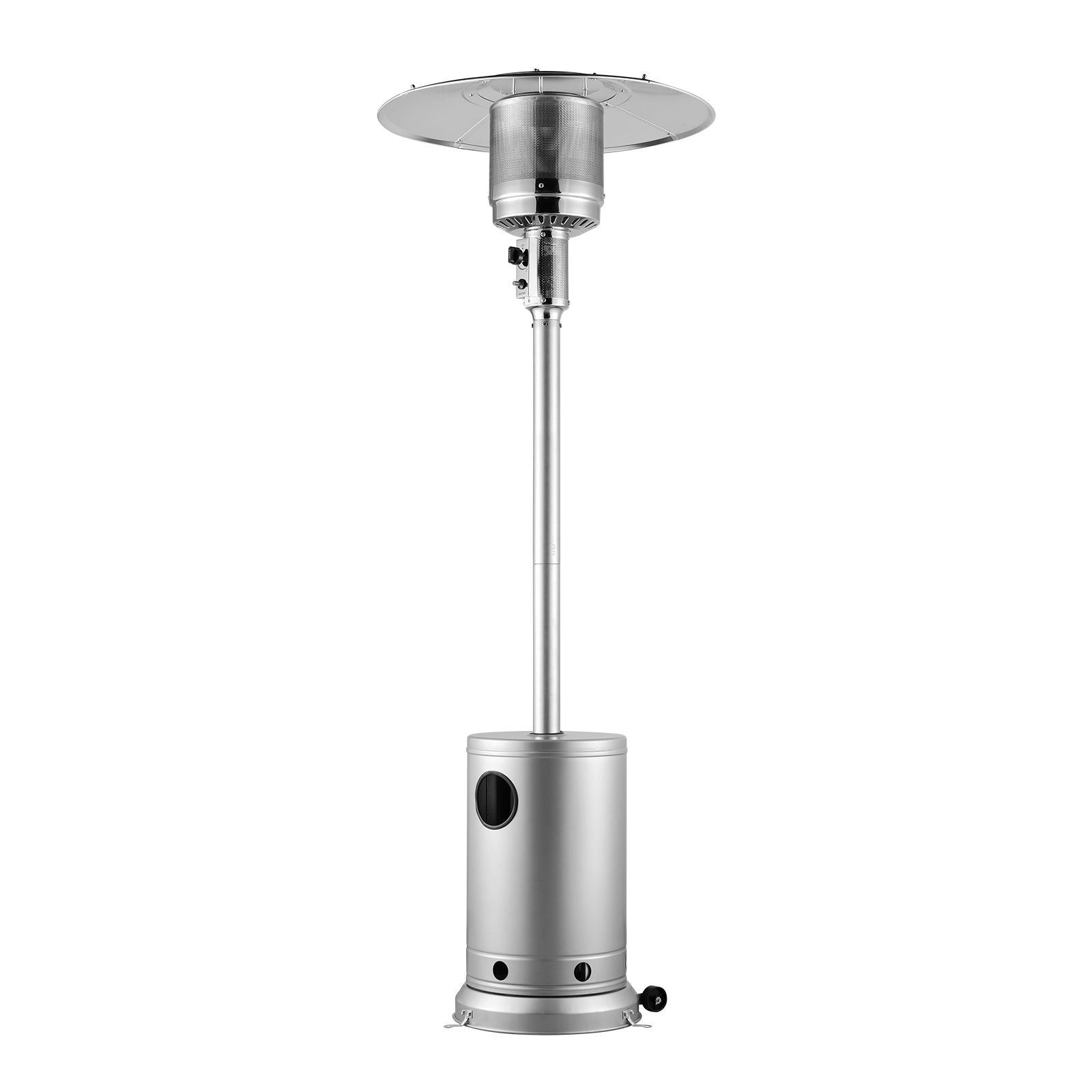 Patio Heater for Outdoor Use, 50000BTU Propane Heater Tall Hammered With Round Table Design, Metal Burner and Wheels, Fixed Outdoor Patio Flame Heater for Patio, Party, Backyard, Garden, Silver