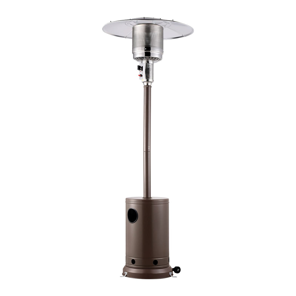 Patio Heater for Outdoor Use, 50000BTU Propane Heater Tall Hammered With Round Table Design, Metal Burner and Wheels, Fixed Outdoor Patio Flame Heater for Patio, Party, Backyard, Garden, Bronze