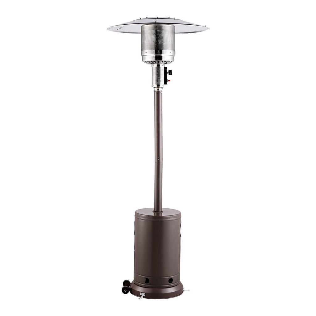 Patio Heater for Outdoor Use, 50000BTU Propane Heater Tall Hammered With Round Table Design, Metal Burner and Wheels, Fixed Outdoor Patio Flame Heater for Patio, Party, Backyard, Garden, Bronze