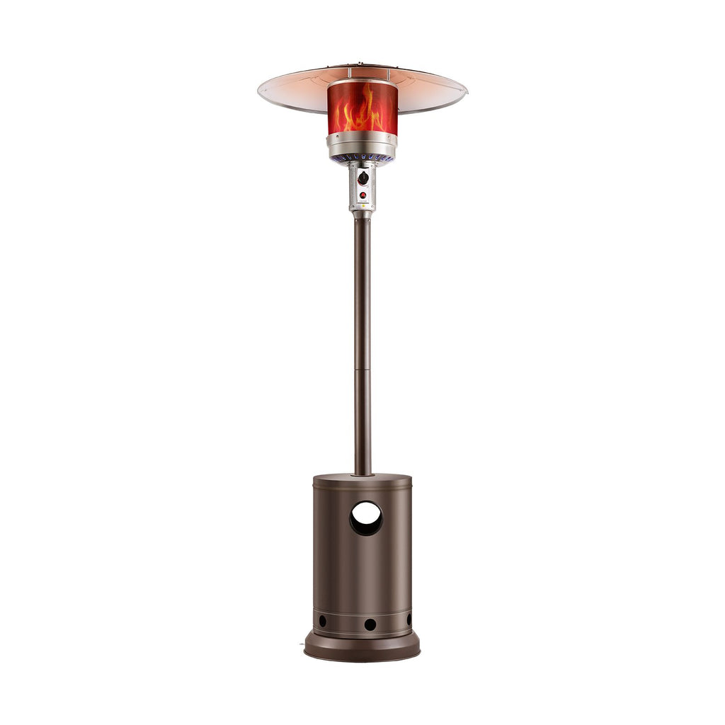 Patio Heater for Outdoor Use, 50000BTU Propane Heater Tall Hammered With Round Table Design, Metal Burner and Wheels, Fixed Outdoor Patio Flame Heater for Patio, Party, Backyard, Garden, Bronze