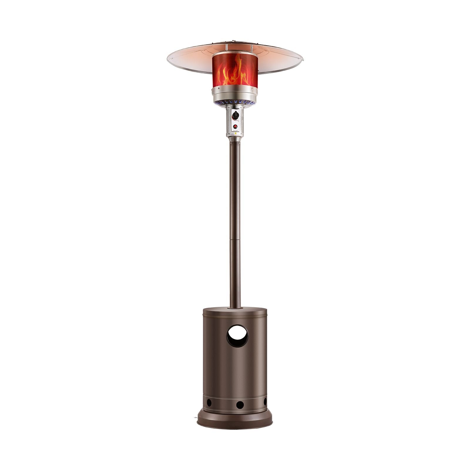 Patio Heater for Outdoor Use, 50000BTU Propane Heater Tall Hammered With Round Table Design, Metal Burner and Wheels, Fixed Outdoor Patio Flame Heater for Patio, Party, Backyard, Garden, Bronze