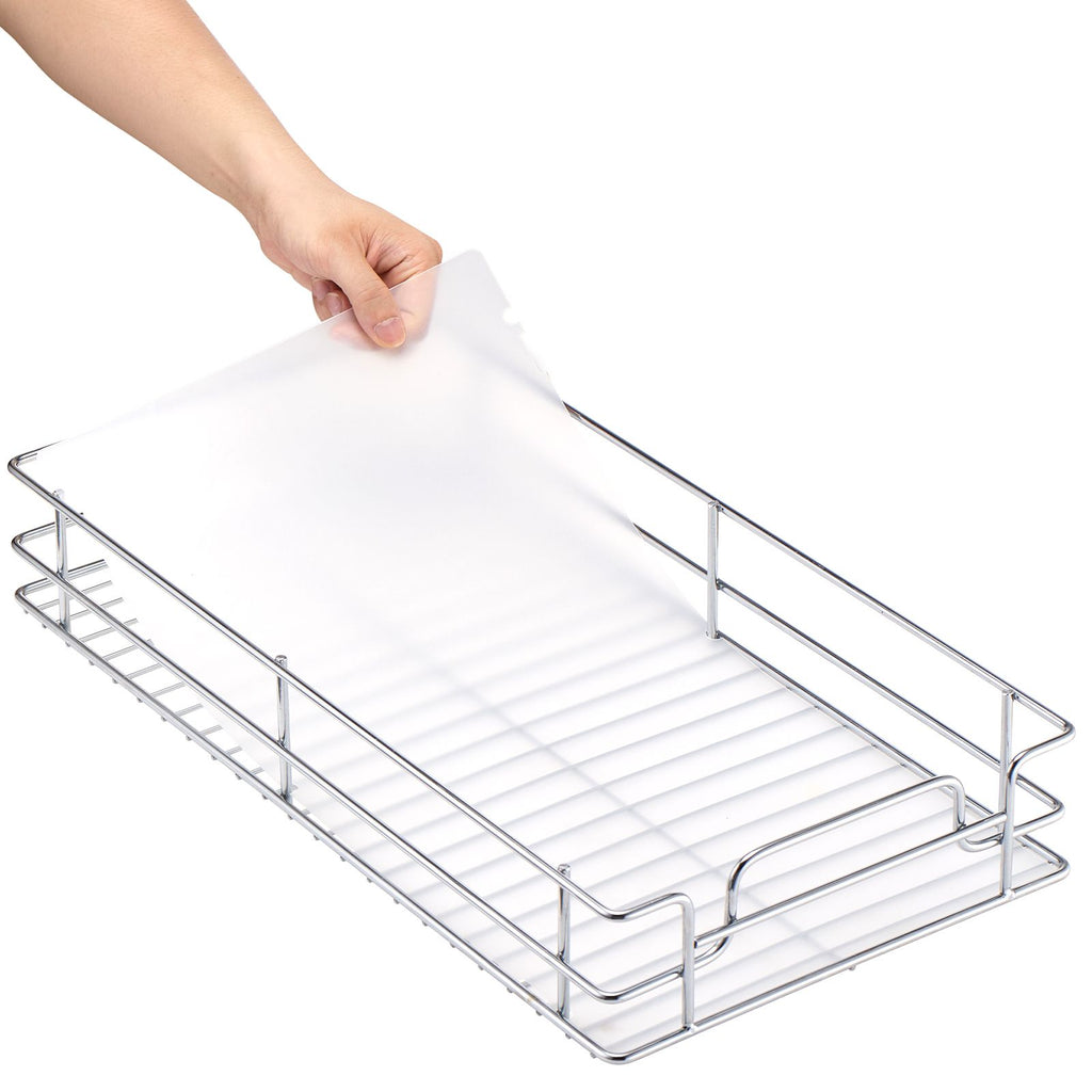 12"Wx21"Dx15"H Pull Out Cabinet Organizer, Heavy Duty Slide Out Pantry Shelves, Steel Roll Out Drawers, Sliding Drawer Storage for Home Under Sink, 13.5"Wx22"Dx18"H Install Size for Cabinet