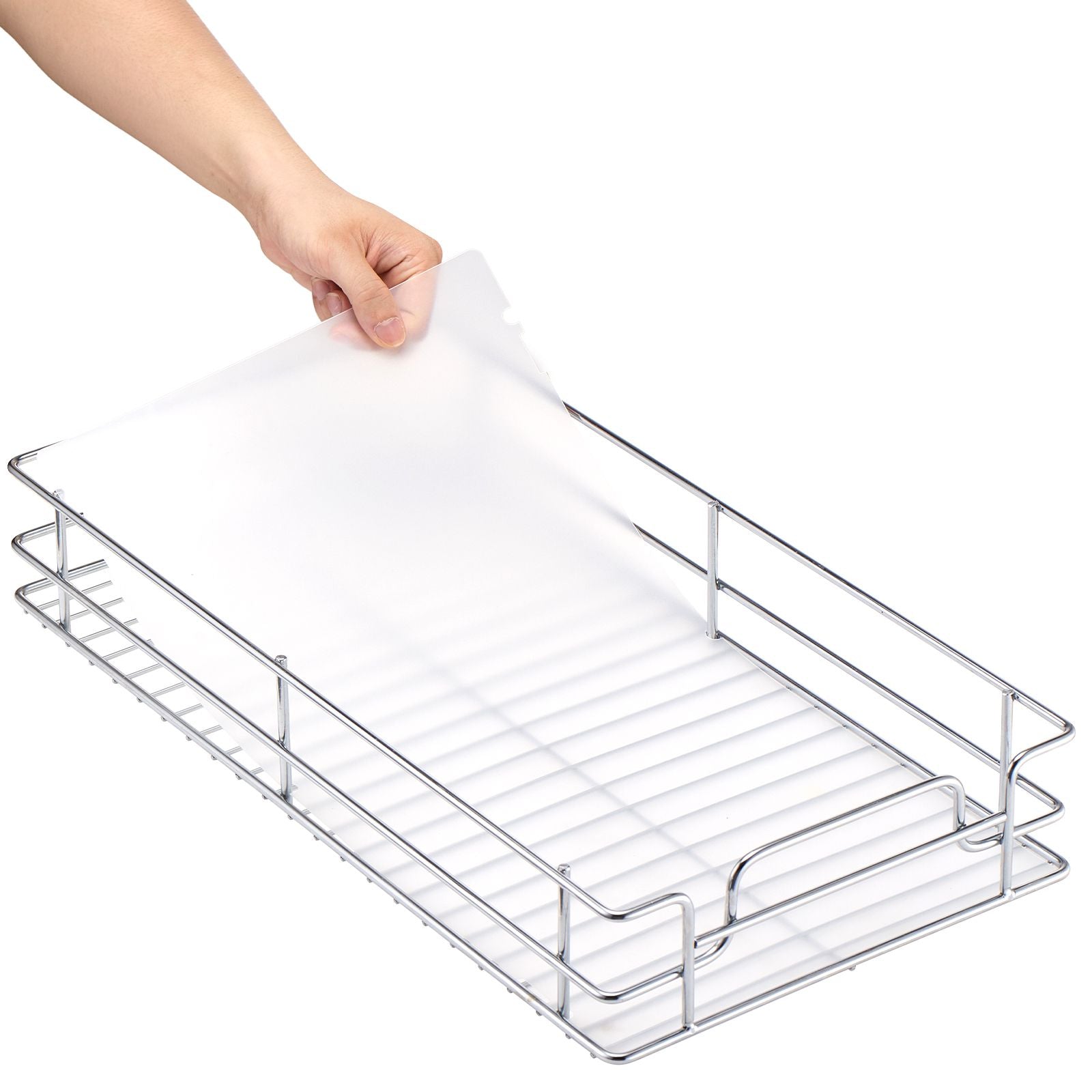 12"Wx21"Dx15"H Pull Out Cabinet Organizer, Heavy Duty Slide Out Pantry Shelves, Steel Roll Out Drawers, Sliding Drawer Storage for Home Under Sink, 13.5"Wx22"Dx18"H Install Size for Cabinet