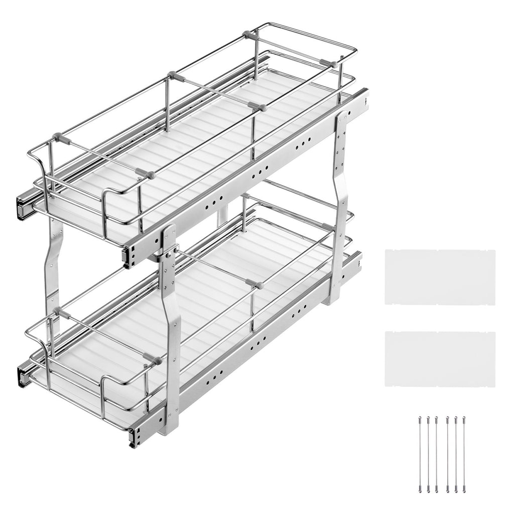 8.5"Wx21"Dx15"H Pull Out Cabinet Organizer, Heavy Duty Slide Out Pantry Shelves, Steel Roll Out Drawers, Sliding Drawer Storage for Home Under Sink, 10"Wx22"Dx18"H Install Size for Cabinet