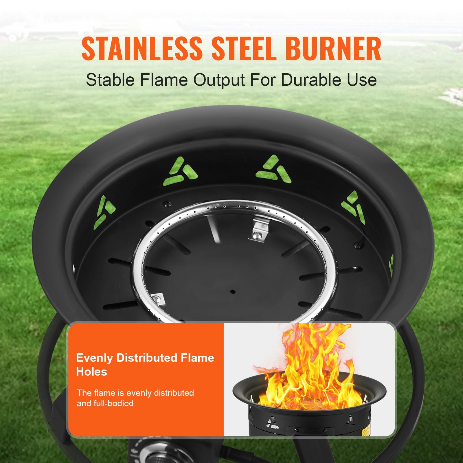 Propane Fire Pit, 19-Inch Diameter Outdoor Portable Gas Fire Pit with Cover & Lava Rocks, Adjustable Flame Height Camping Firepit for Heating, Lighting, Gathering, 58,000 BTU, Black