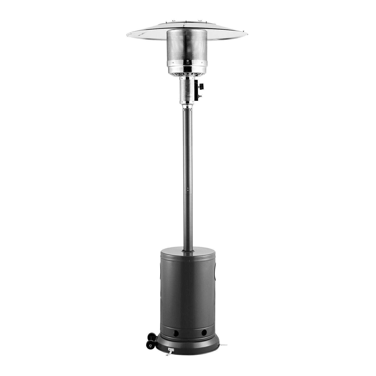 Patio Heater for Outdoor Use, 50000BTU Propane Heater Tall Hammered With Round Table Design, Metal Burner and Wheels, Outdoor Patio Flame Heater for Patio, Party, Backyard, Garden, Silver Gray