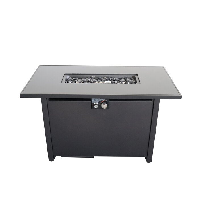 25'' H x 42'' W Steel Outdoor Fire Pit Table with Lid