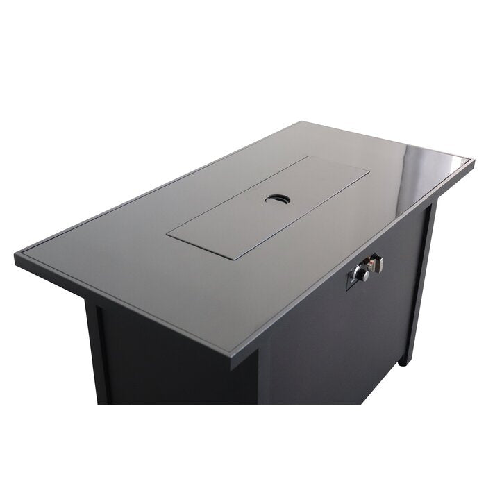 25'' H x 42'' W Steel Outdoor Fire Pit Table with Lid