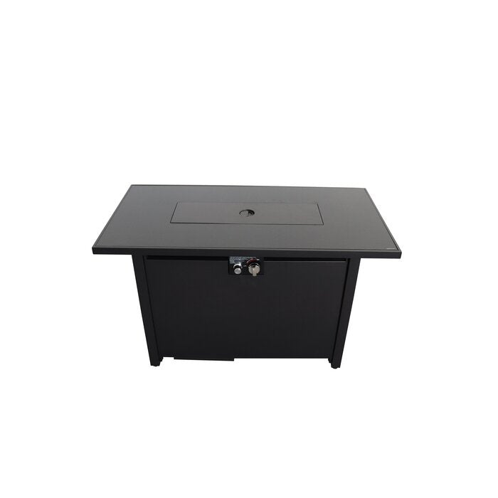 25'' H x 42'' W Steel Outdoor Fire Pit Table with Lid
