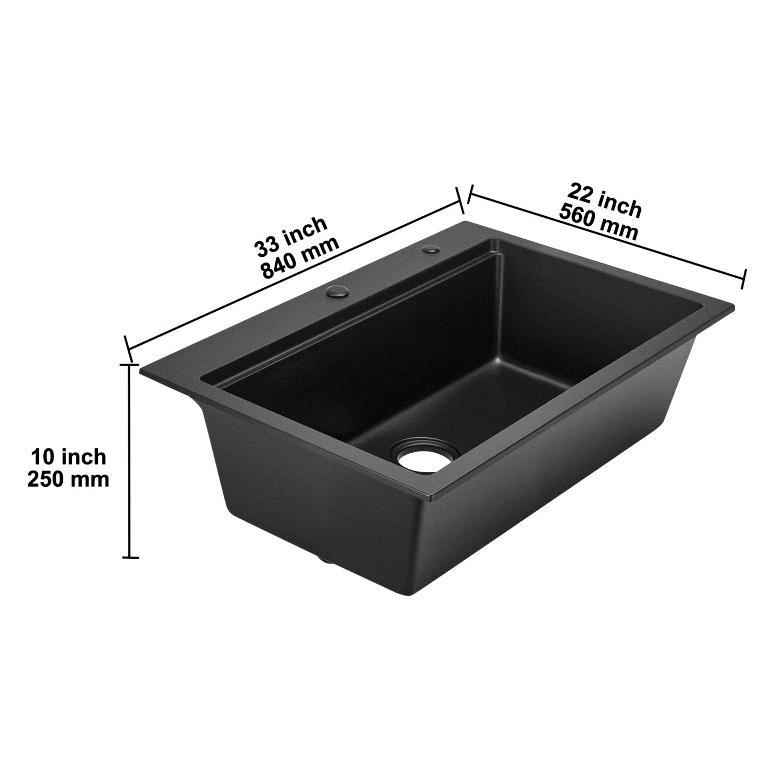 33 inch Kitchen Sink Workstation, Top Mount Granite Sinks, Drop-In Single Bowl Farmhouse Basin with Multiple Accessories, Household Dishwasher Sink for RV, Prep Kitchen, and Bar (Black)