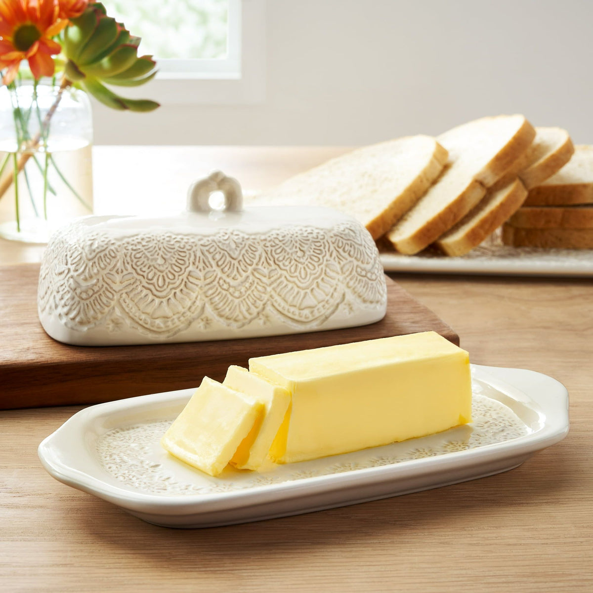 Vintage Lace Butter Dish, Rustic Kitchen Organizer or Storage Accessory, Perfect for Farmhouse Kitchen Decor - Image 2