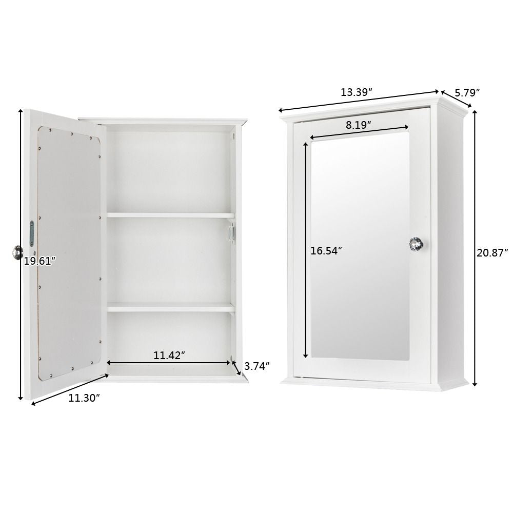 Wall Mounted Storage Cabinet with Magnetic Lock Space Saving Organizer Shelf Durable Bathroom Kitchen Cupboard