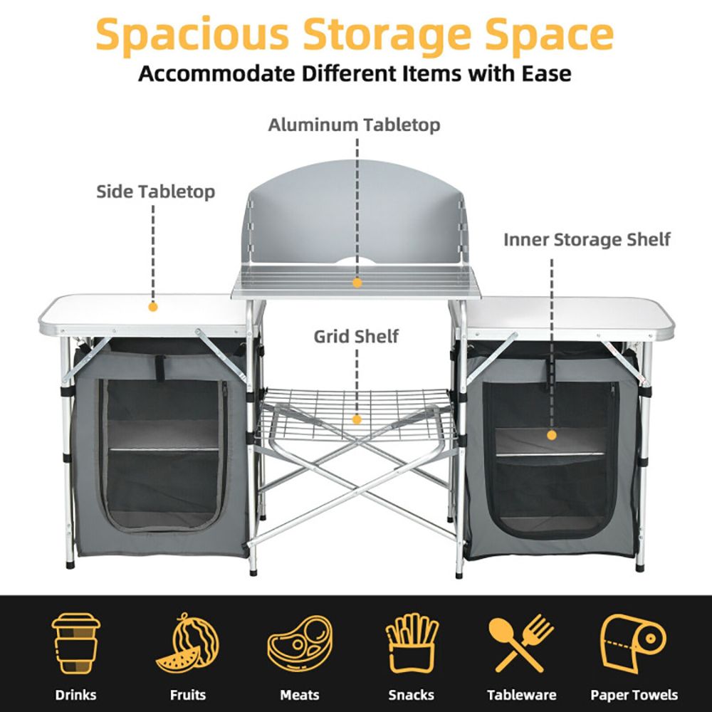 1PC Folding Camping Table with Storage Organizer
