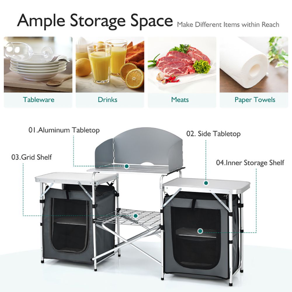 1PC Folding Camping Table with Storage Organizer