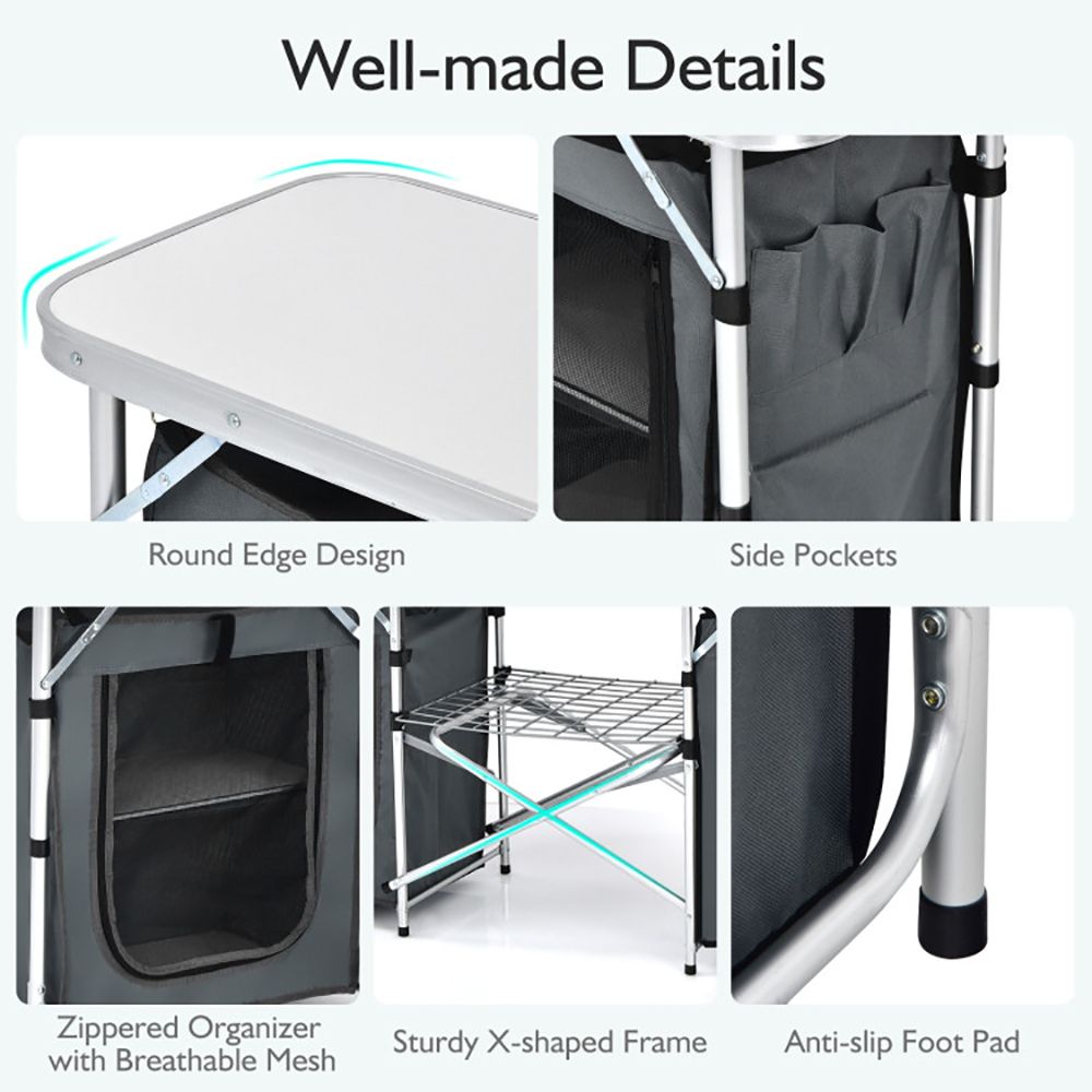1PC Folding Camping Table with Storage Organizer