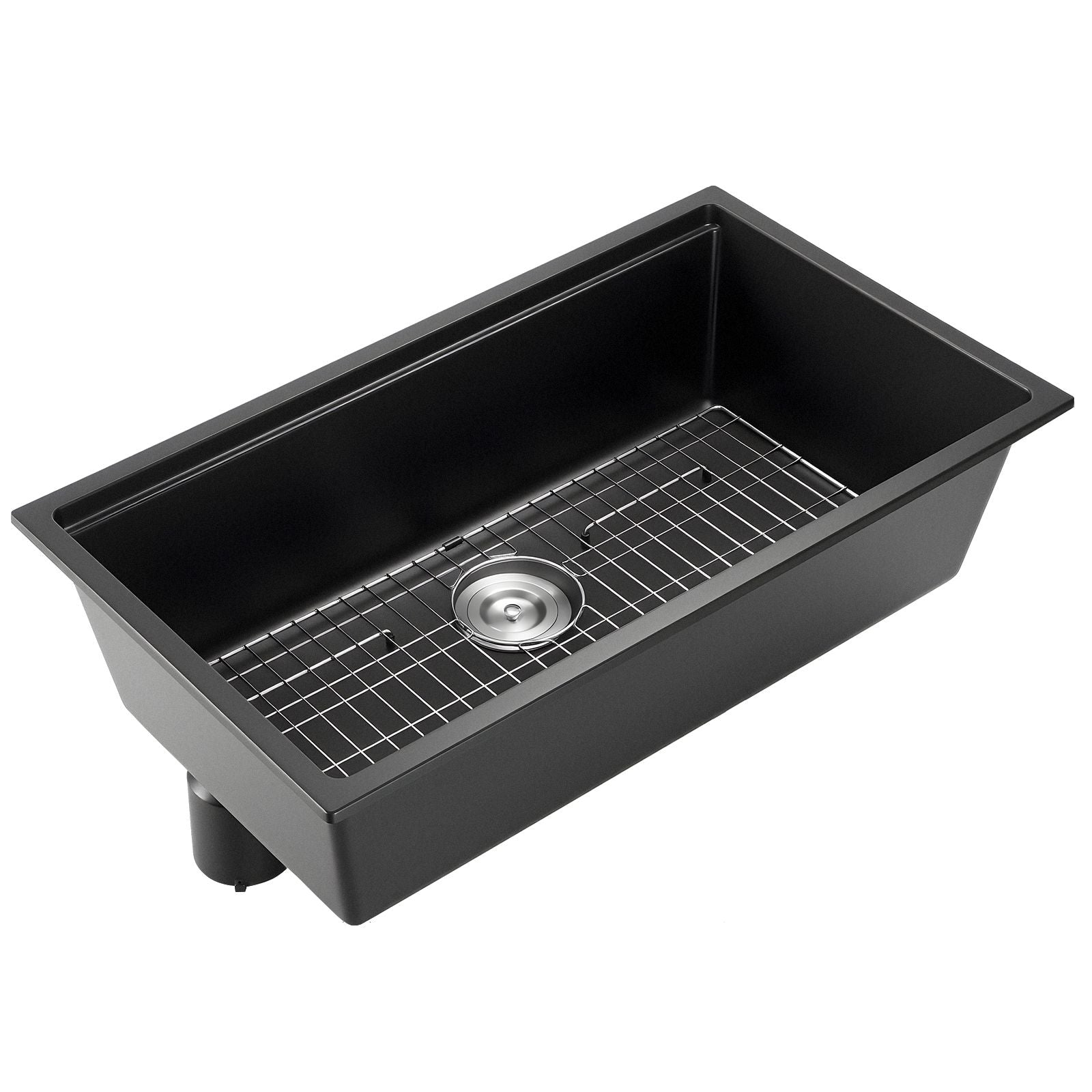 33 inch Kitchen Sink Workstation, Undermount Granite Sink, Drop-In Single Bowl Farmhouse Basin with Multiple Accessories, Household Dishwasher Sinks for RV, Prep Kitchen, and Bar (Black)