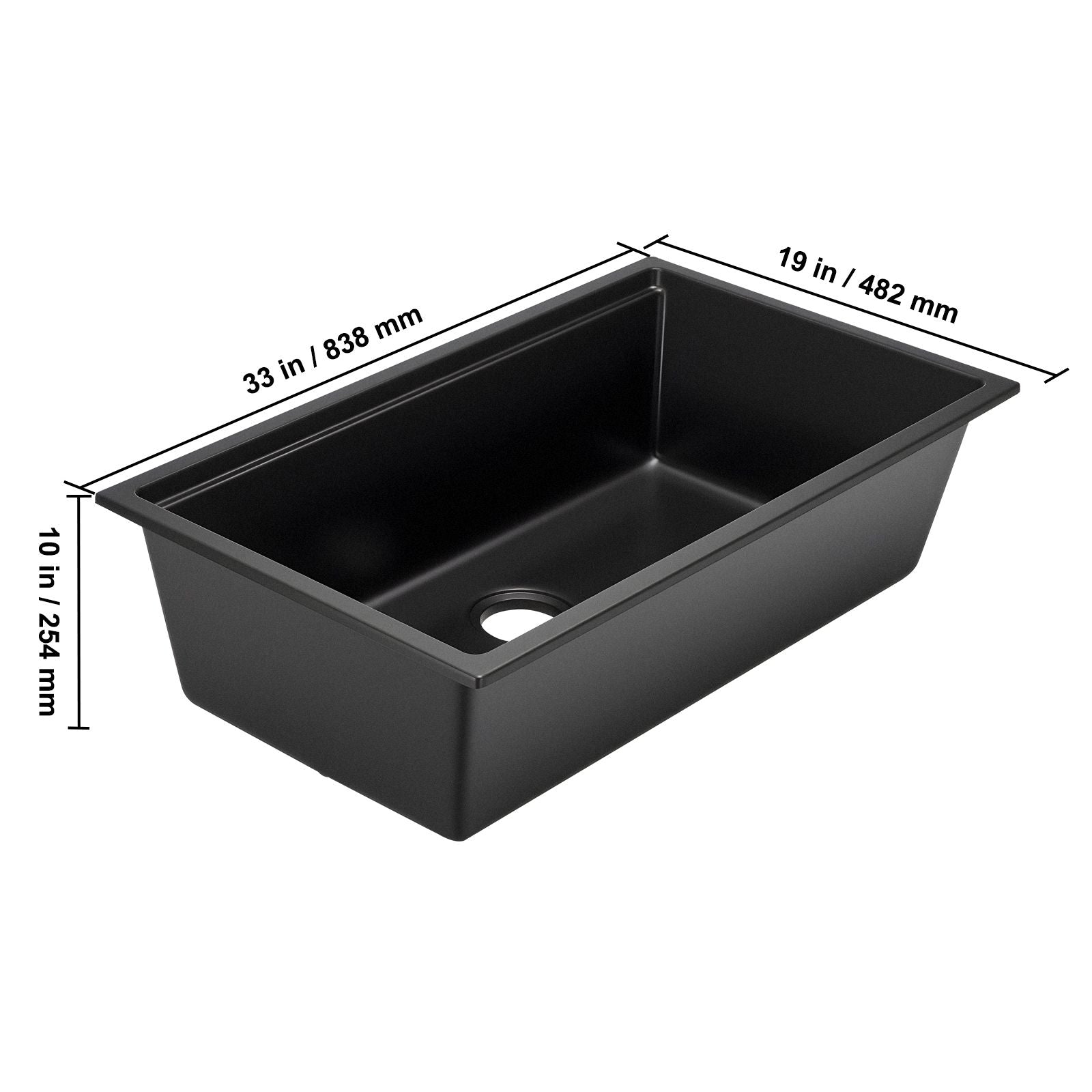 33 inch Kitchen Sink Workstation, Undermount Granite Sink, Drop-In Single Bowl Farmhouse Basin with Multiple Accessories, Household Dishwasher Sinks for RV, Prep Kitchen, and Bar (Black)