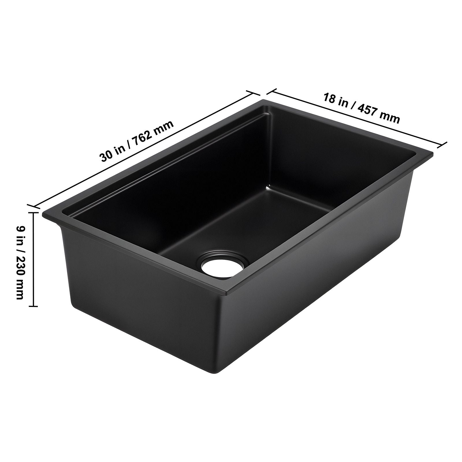 30 inch Kitchen Sink Workstation, Undermount Granite Sink, Drop-In Single Bowl Farmhouse Basin with Multiple Accessories, Household Dishwasher Sinks for RV, Prep Kitchen, and Bar (Black)