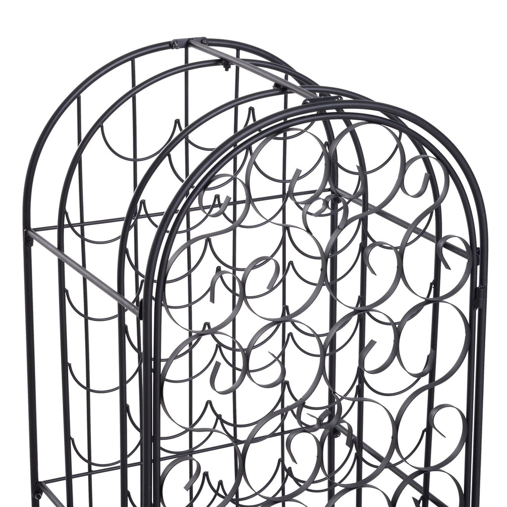 35 Bottle Wrought Iron Wine Rack Cabinet with Lock, Black