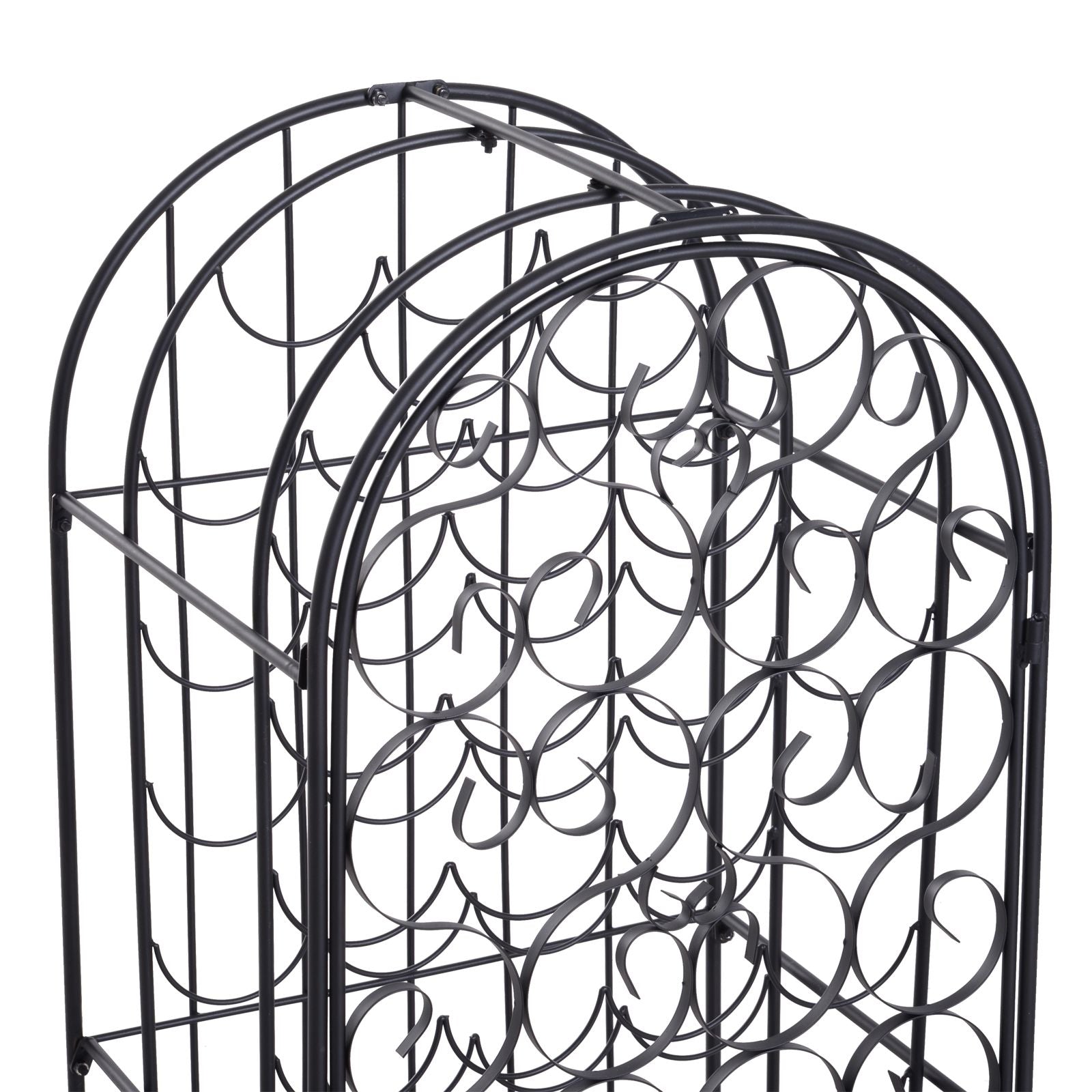 35 Bottle Wrought Iron Wine Rack Cabinet with Lock, Black