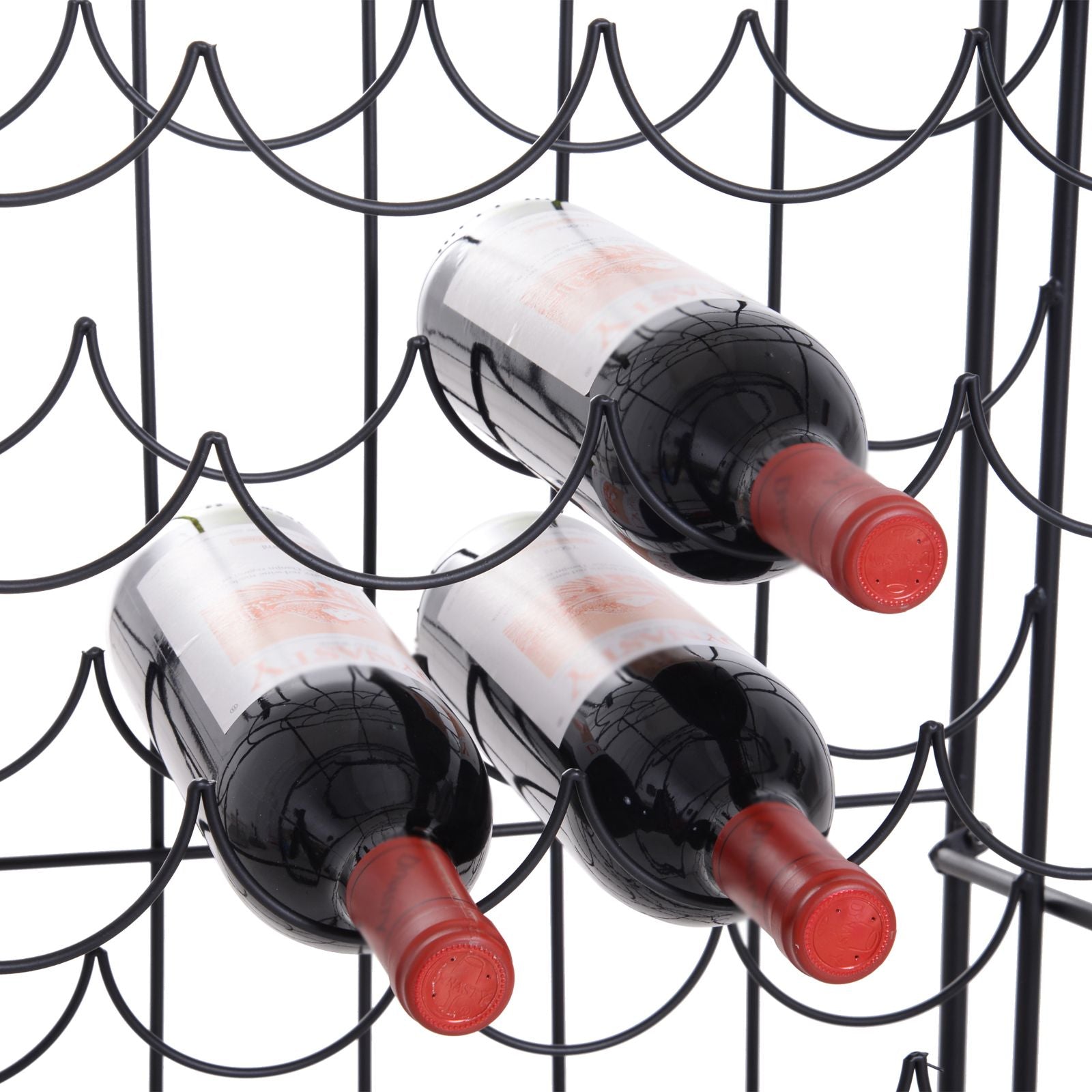 35 Bottle Wrought Iron Wine Rack Cabinet with Lock, Black