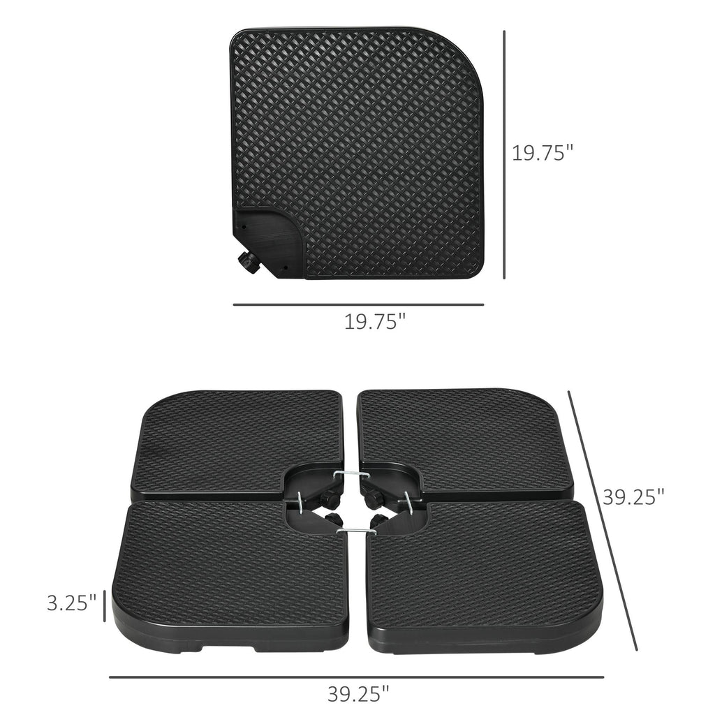 4PCs 175lb Cantilever Patio Umbrella Base Weights, HDPE Water and Sand Filled Umbrella Weights, Black