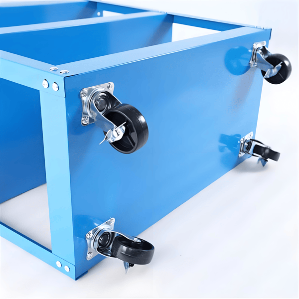Upgrade 3-Tier Rolling Tool Cart with Lockable Wheels, Heavy Duty Steel Utility Cart, Kitchen Cart Organizer, Workshop Rolling Serving Cart for Garage, Warehouse, Blue