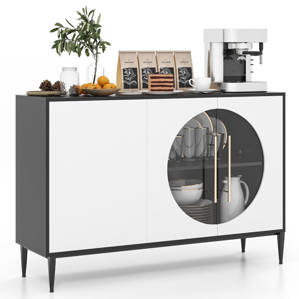 Sideboard Cabinet with Tempered Glass Door for Living Room Dining Room Kitchen