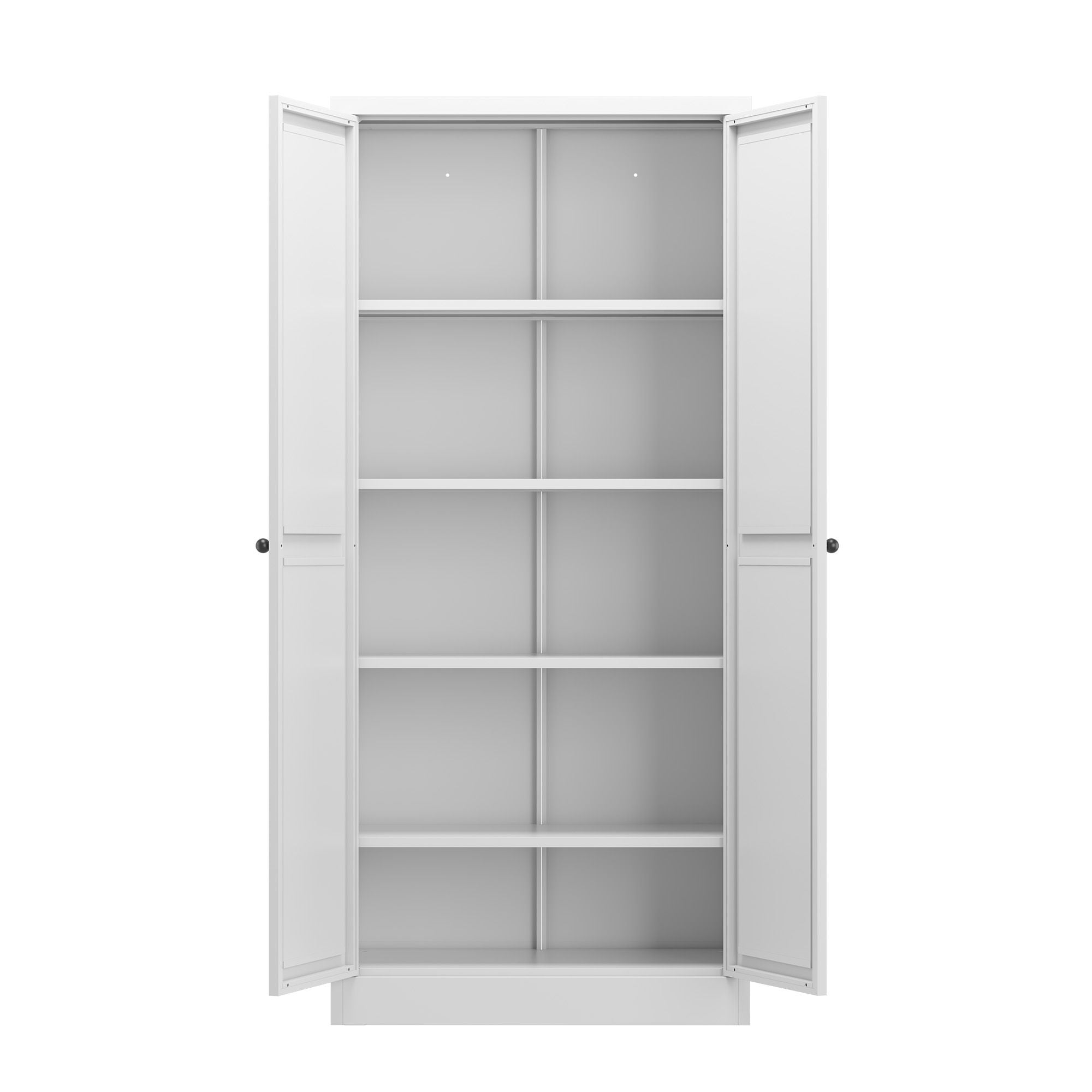 61" White Metal Kitchen Pantry Cabinet Adjustable Storage with 4 Shelves (110lb Capacity), Heavy Duty Freestanding Pantry Organizer for Kitchen, Pantry, Living Room