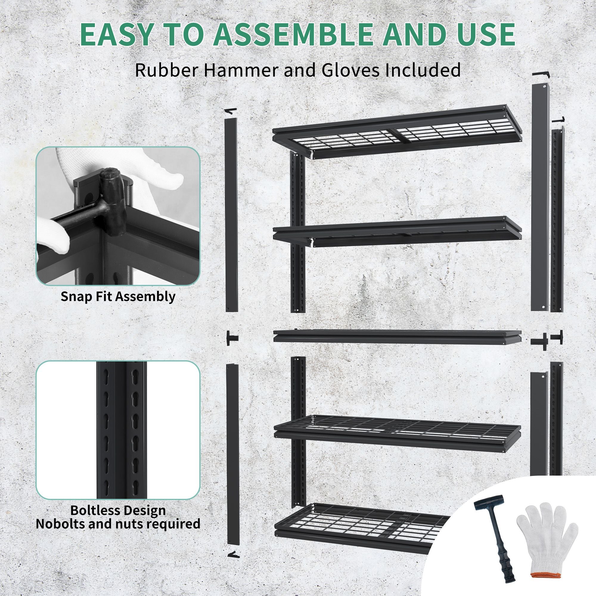72"H 5-Tier Adjustable Heavy Duty Shelving Metal Mesh Storage Rack (2000 Lbs Loading Capacity) - Metal Shelf Organizer for Pantry, Garage, Kitchen - 35.43"W*15.75"D*72"H - Black