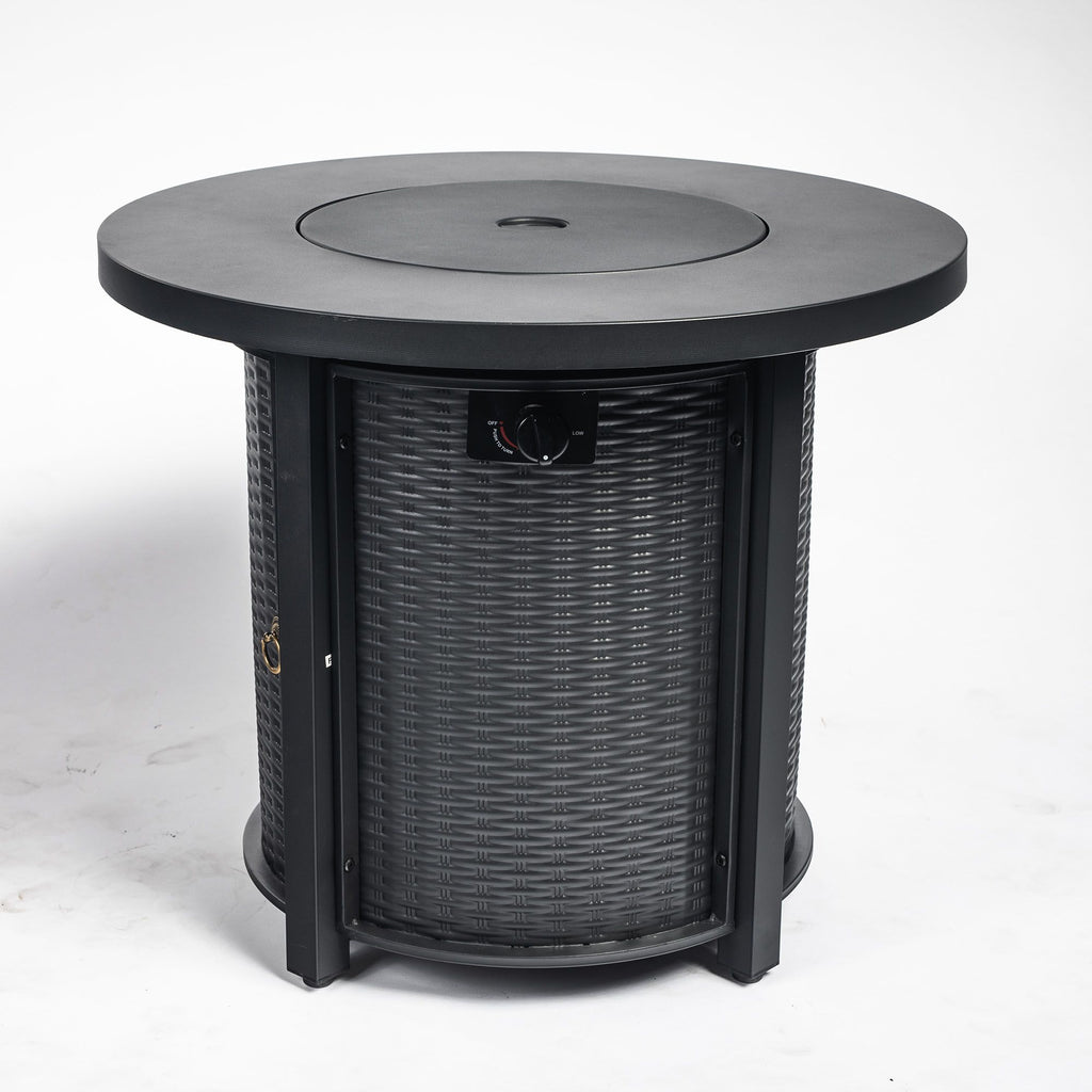 30" Propane Gas Fire Pit Table, 50000 BTU Round Steel Fire Pit for Outside Patio Deck Garden Courtyard-Black