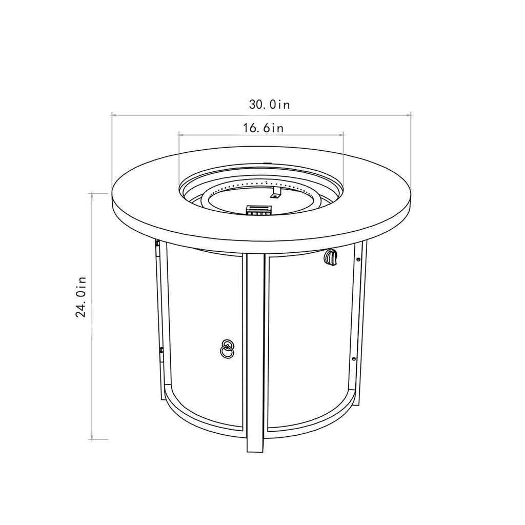 30" Propane Gas Fire Pit Table, 50000 BTU Round Steel Fire Pit for Outside Patio Deck Garden Courtyard-Black