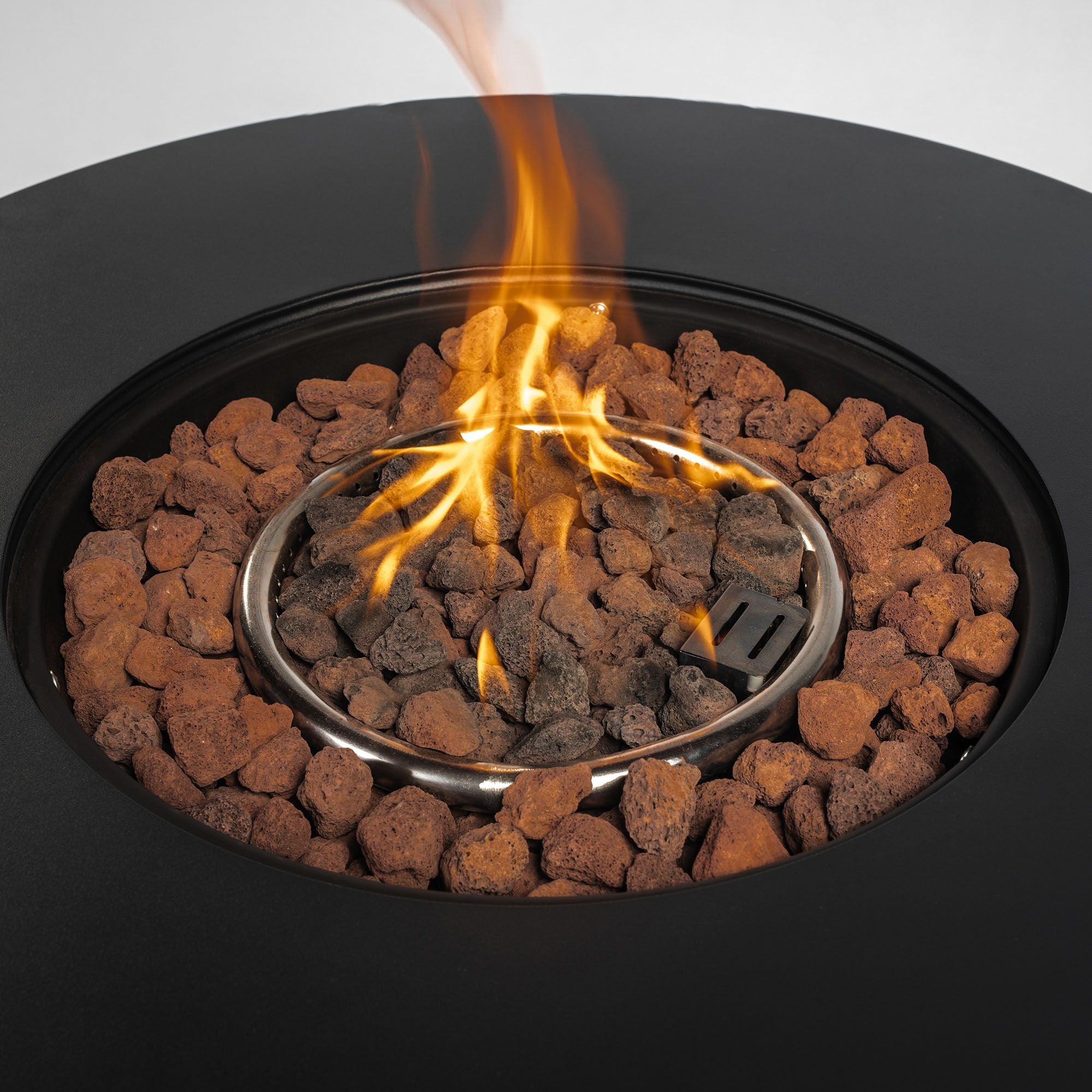 30" Propane Gas Fire Pit Table, 50000 BTU Round Steel Fire Pit for Outside Patio Deck Garden Courtyard-Black
