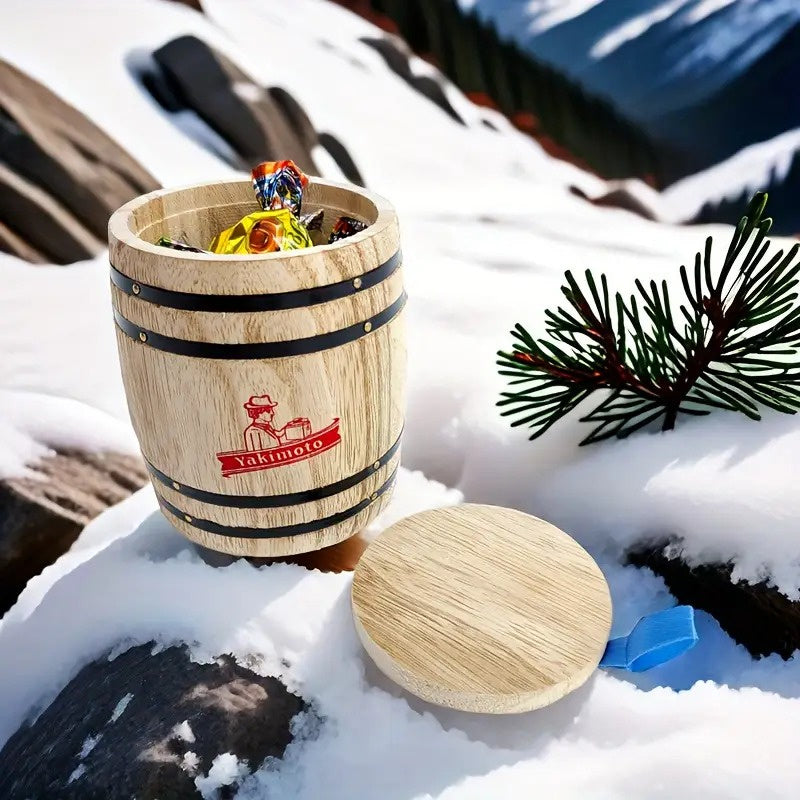 Yakimoto 1 Piece Mini Wood Canister | Small Airtight Kitchen Storage | Countertop Spice, Sugar, Snack Container | Rustic Home Decor & Cute Organizer | Gift Idea