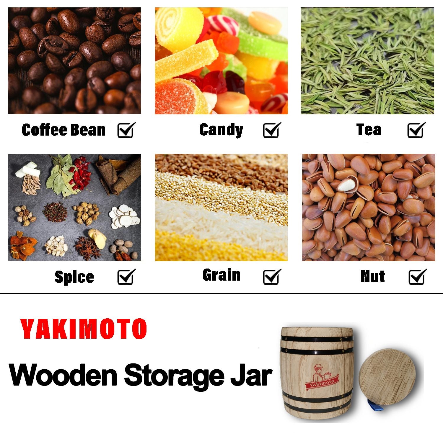 Yakimoto 1 Piece Mini Wood Canister | Small Airtight Kitchen Storage | Countertop Spice, Sugar, Snack Container | Rustic Home Decor & Cute Organizer | Gift Idea