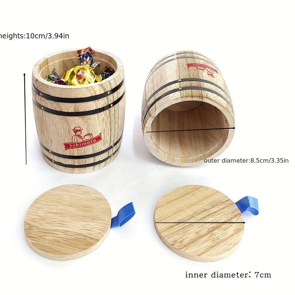 Yakimoto 2-Pack Mini Wood Canisters Set - Small Solid Wood Airtight Storage Jars for Kitchen Countertop Organization, Spices, Sugar, Tea, Office Supplies, Cotton Balls | Rustic Home Decor