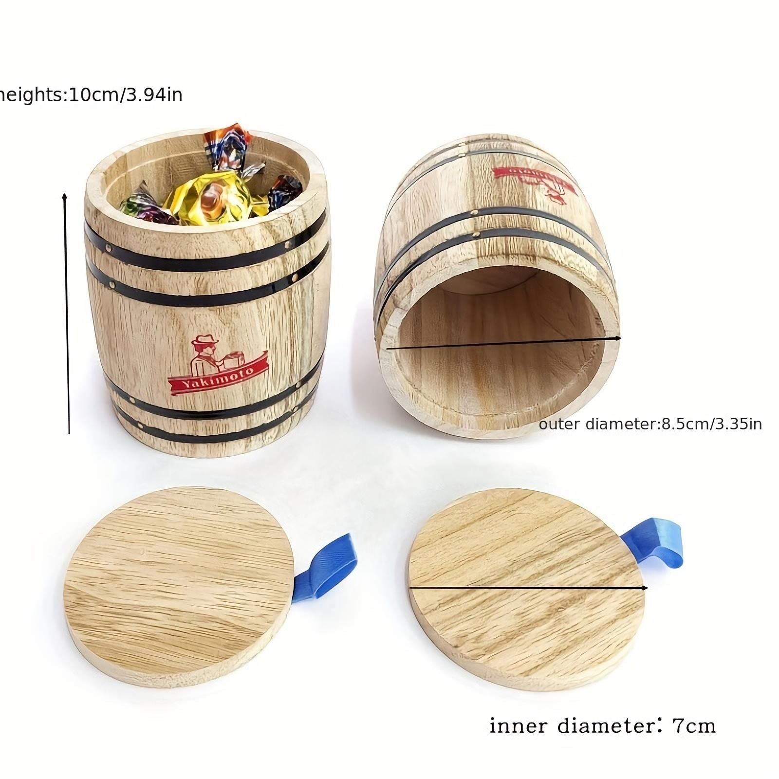 Yakimoto 2-Pack Mini Wood Canisters Set - Small Solid Wood Airtight Storage Jars for Kitchen Countertop Organization, Spices, Sugar, Tea, Office Supplies, Cotton Balls | Rustic Home Decor