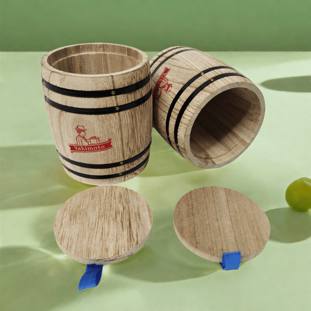 Yakimoto 2-Pack Mini Wood Canisters Set - Small Solid Wood Airtight Storage Jars for Kitchen Countertop Organization, Spices, Sugar, Tea, Office Supplies, Cotton Balls | Rustic Home Decor