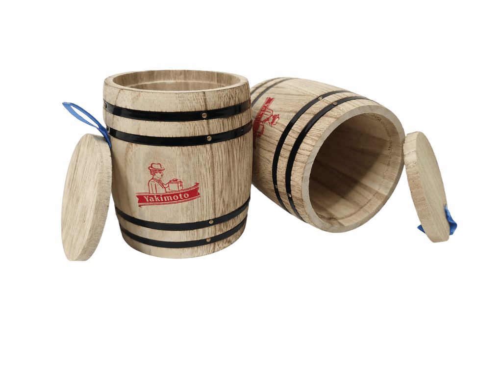 Yakimoto 2-Pack Mini Wood Canisters Set - Small Solid Wood Airtight Storage Jars for Kitchen Countertop Organization, Spices, Sugar, Tea, Office Supplies, Cotton Balls | Rustic Home Decor