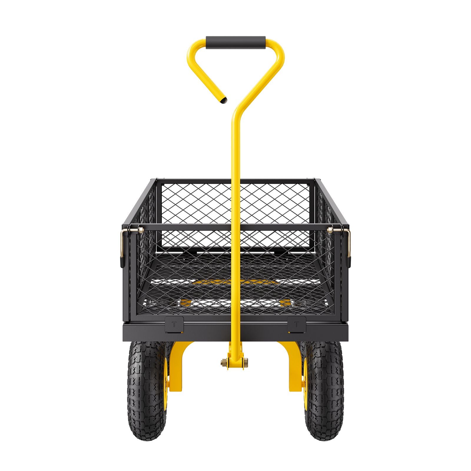 900 Lbs Heavy Duty Steel Garden Cart, Garden Wagon Cart on Wheels, Outdoor Metal Yard Utility Wagon Carts with 10" Tires and Mesh Removable Sides(Convert to Flatbed) and 180°Rotating Handle