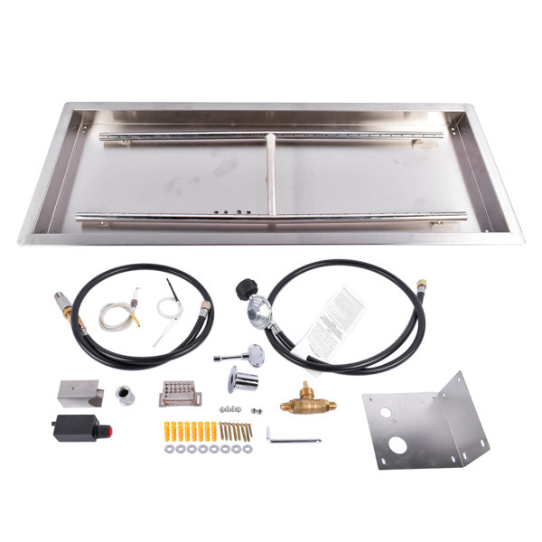 36x12-inch Fire Pit Pan Stainless Steel Fire Pit Burner Kit Rectangular Indoor or Outdoor
