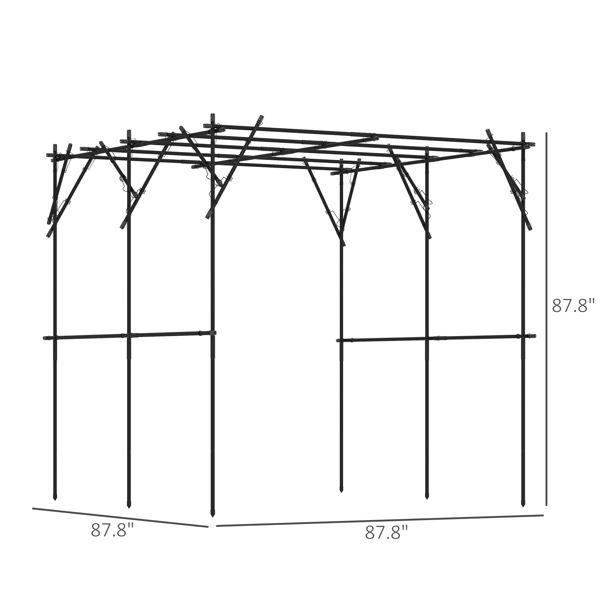 Garden Arch Trellis, 7.3 FT Tall Metal Plant Trellis Support with Climbing Net, Cucumber Trellis for Vegetables, Black