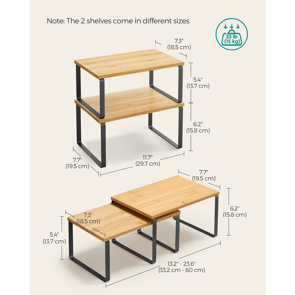 2 Pack Cabinet Organizers Shelf, Spice Rack, Kitchen Counter Shelves, Kitchen Storage