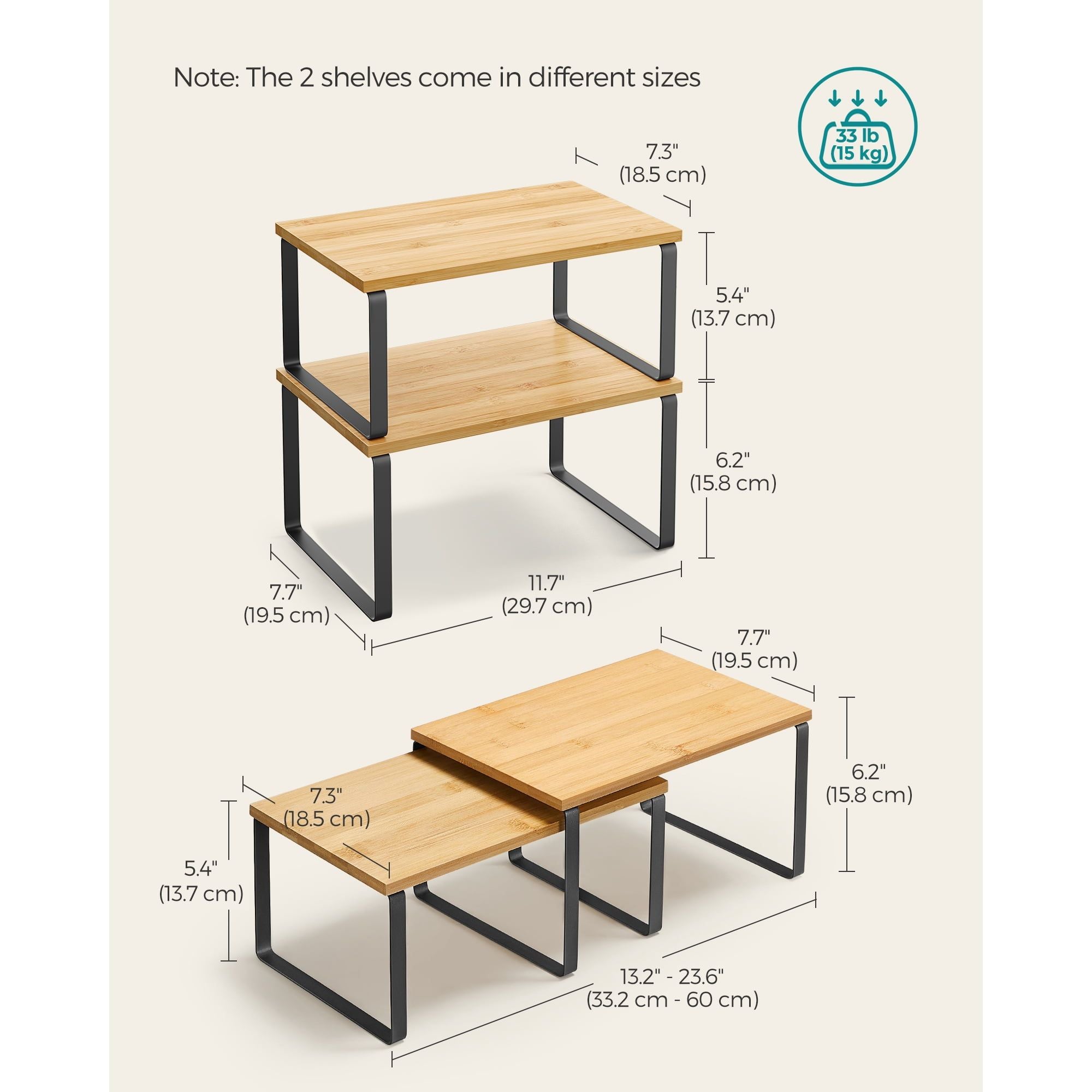 2 Pack Cabinet Organizers Shelf, Spice Rack, Kitchen Counter Shelves, Kitchen Storage