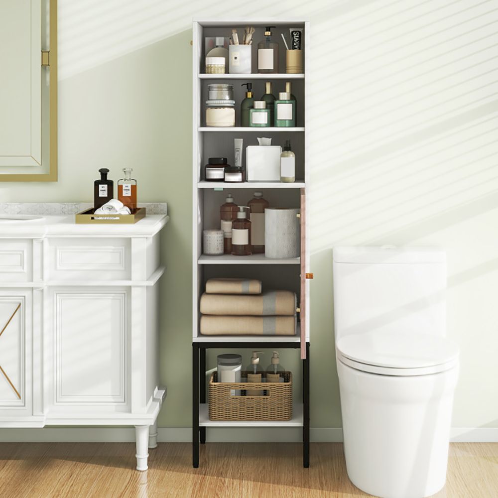 57 Inch Bathroom Tall Cabinet with 1 Door and 4 Shelves Narrow Storage Unit