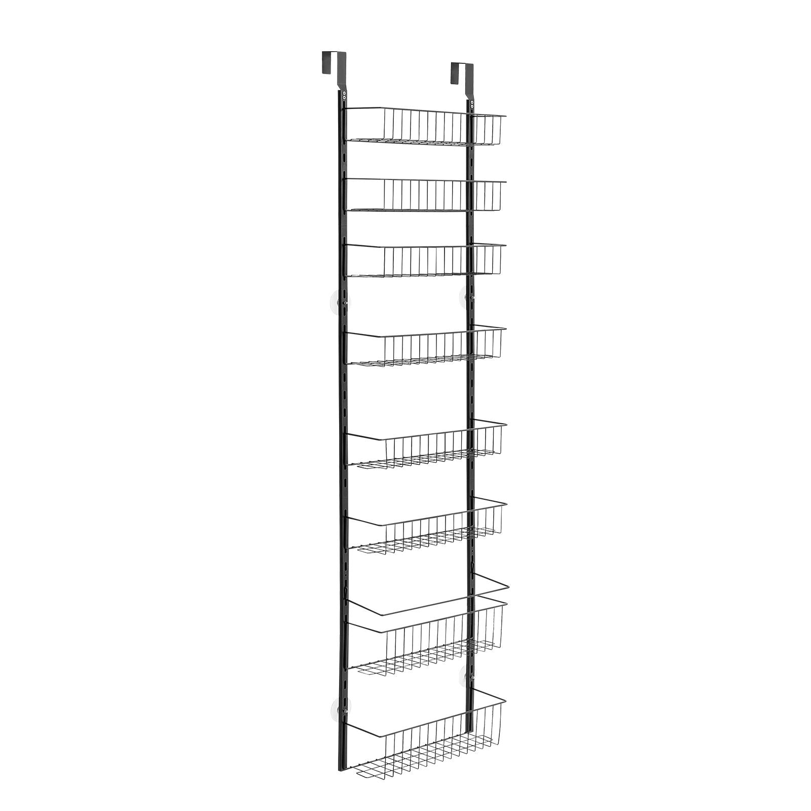 Over the Door Pantry Organizer, 9-Tier Pantry Organization and Storage, Heavy-Duty Steel Hanging Spice Rack, Adjustable Wall Seasoning Shelves, for Home Kitchen Laundry Room Bathroom, Black