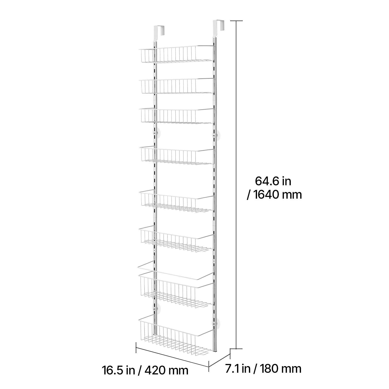 Over the Door Pantry Organizer, 8-Tier Pantry Organization and Storage, Heavy-Duty Steel Hanging Spice Rack, Adjustable Wall Seasoning Shelves, for Home Kitchen Laundry Room Bathroom, White